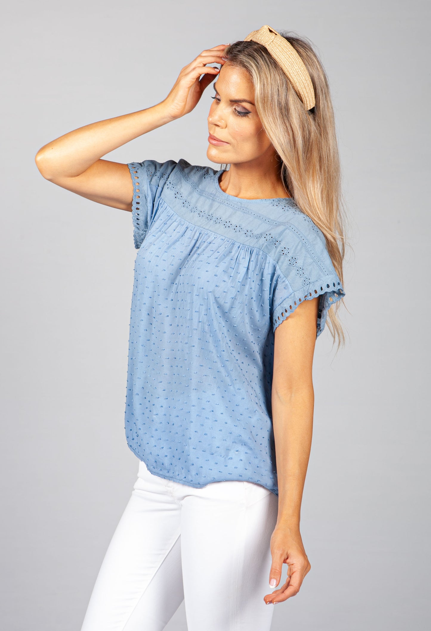 Blue Embroidered Top