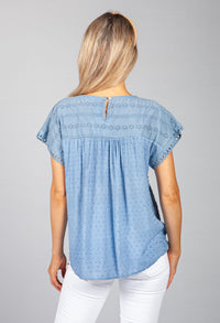 Blue Embroidered Top