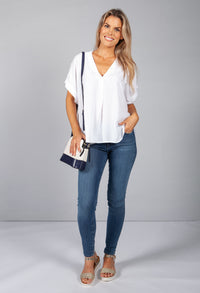 White Collarless Blouse