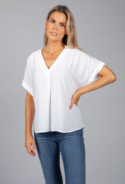 White Collarless Blouse