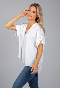 White Collarless Blouse