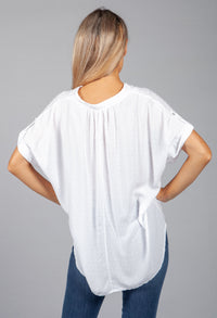 White Collarless Blouse