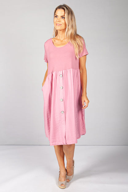 Pink Button Dress