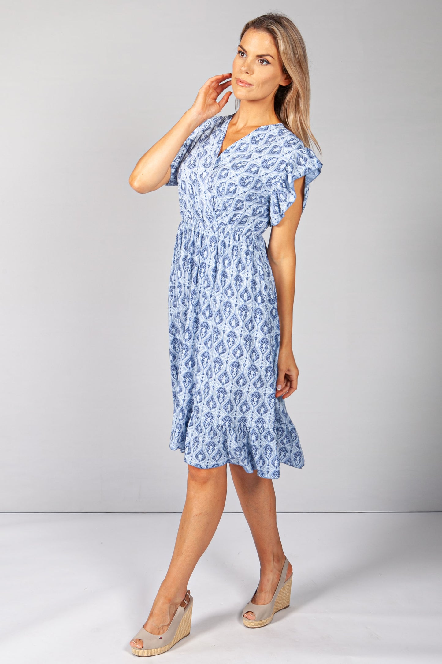 Afternoon Sky Paisley Print Dress