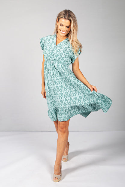 Green Paisley Print Dress