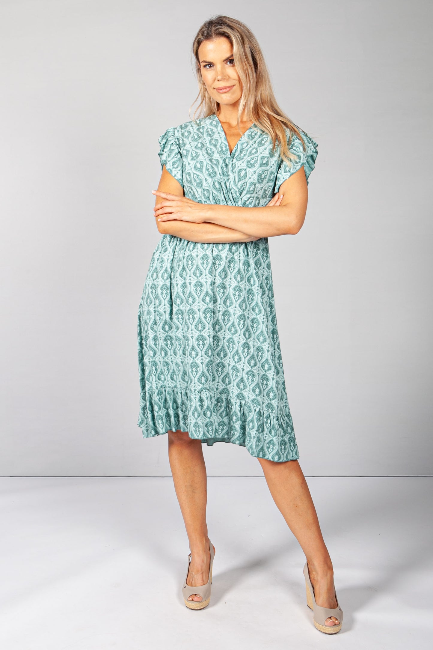 Green Paisley Print Dress