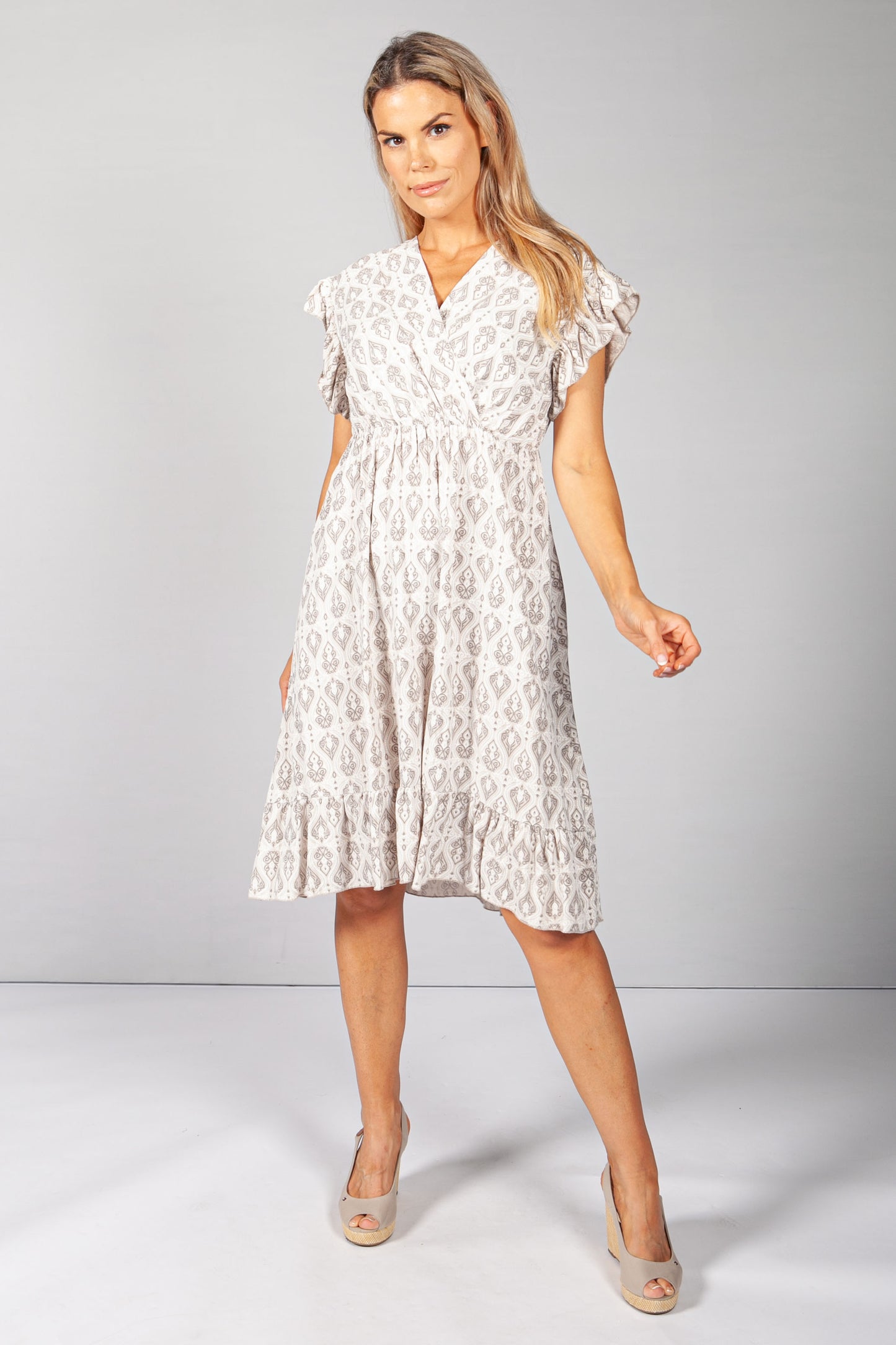 Latte Paisley Print Dress