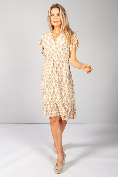 Golden Tan Paisley Print Dress