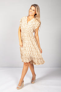 Golden Tan Paisley Print Dress