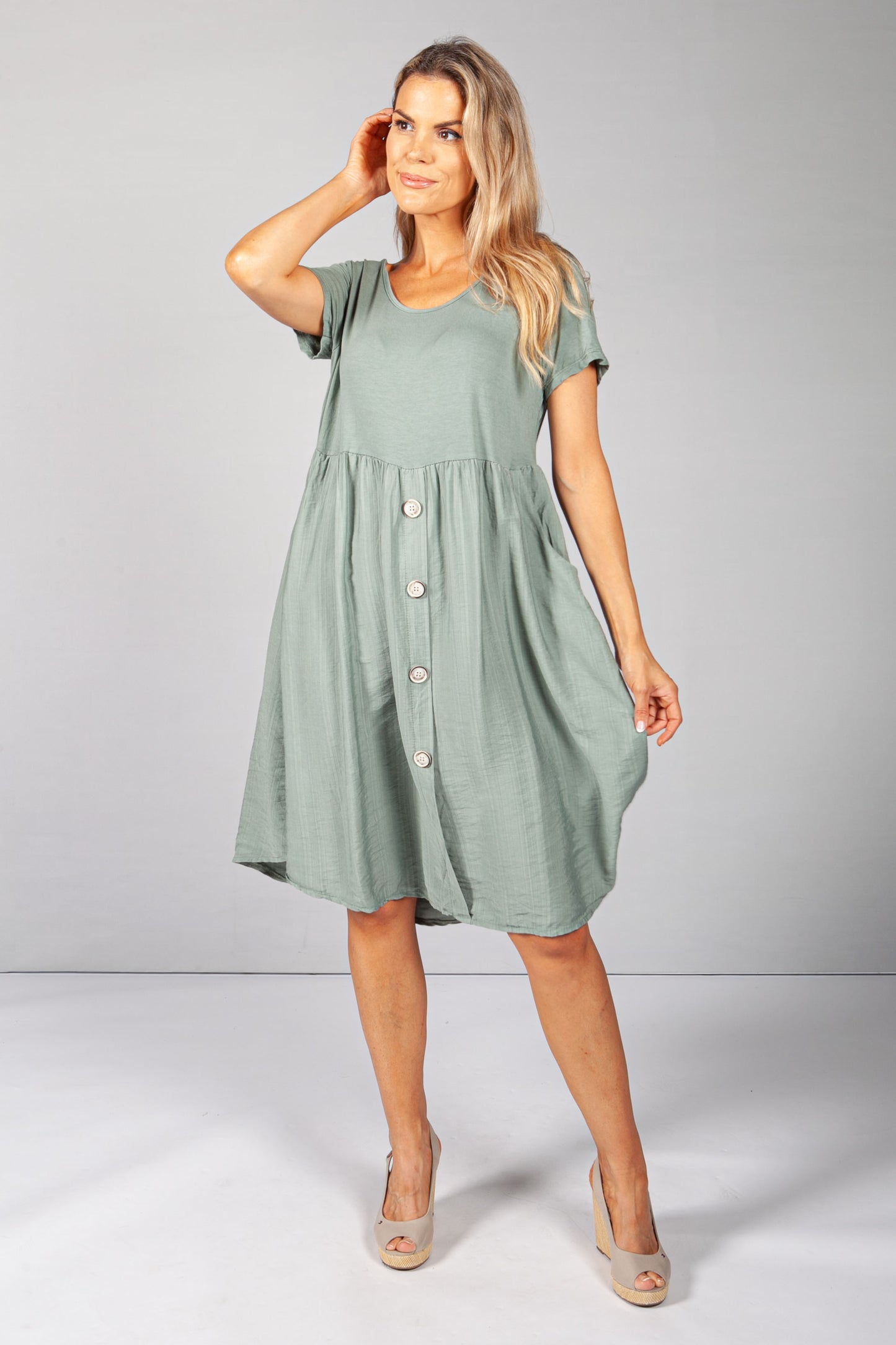 Khaki Button Dress