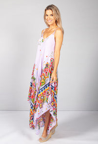 Floral Abstract Print Dress in Lilac