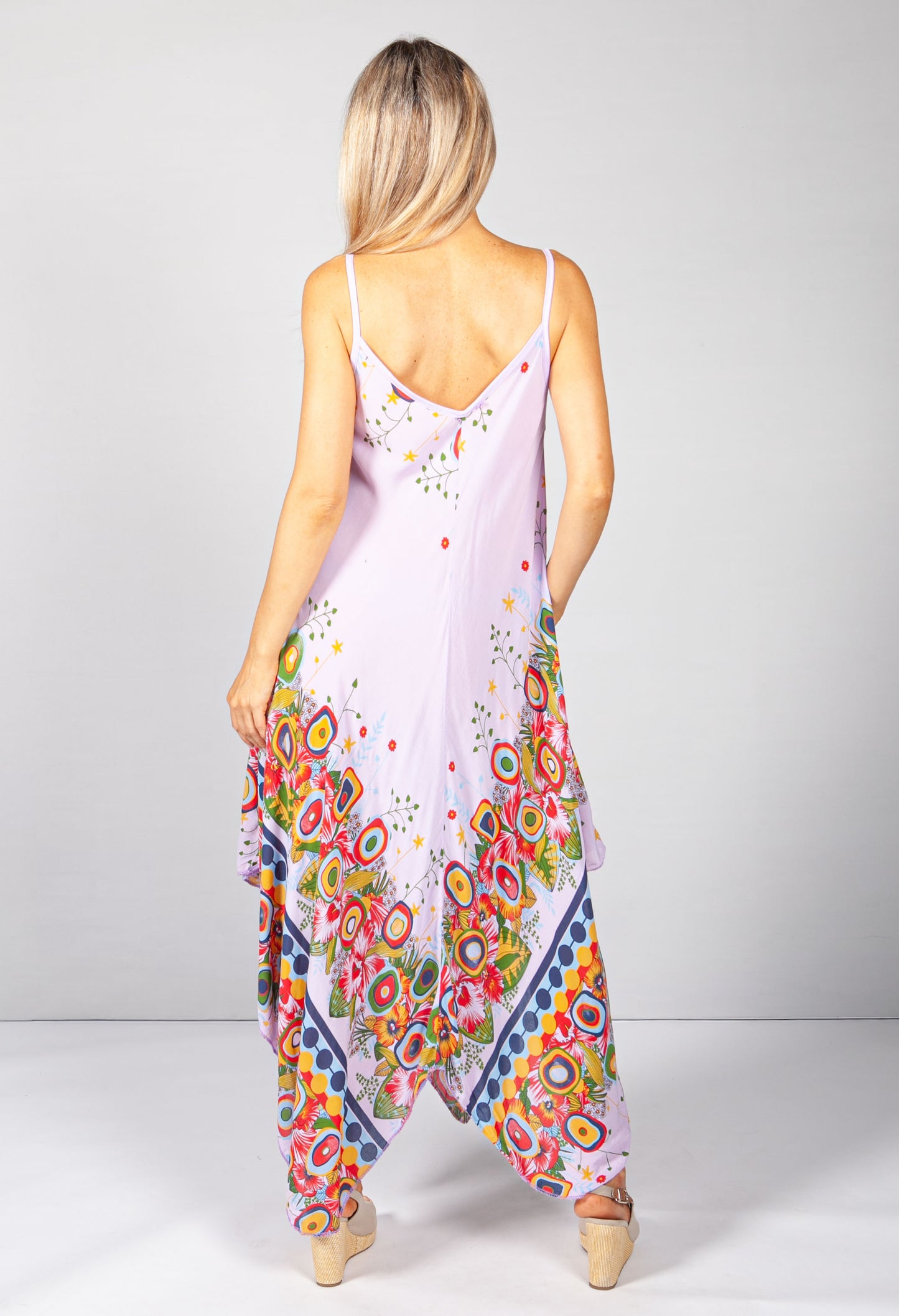 Floral Abstract Print Dress in Lilac