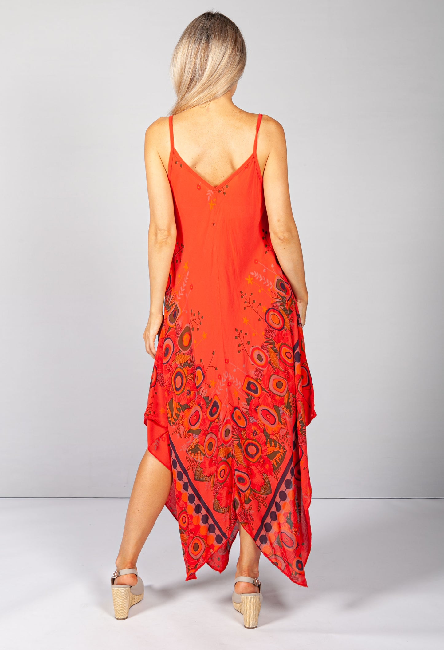 Floral Abstract Print Dress in Red