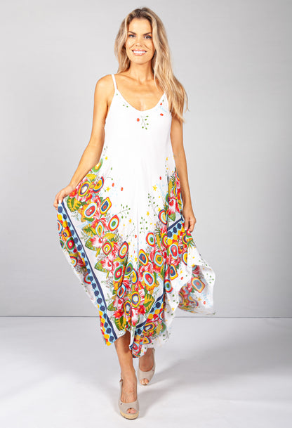 Floral Abstract Print Dress in Cream