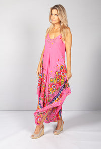 Floral Abstract Print Dress in Fuchsia