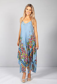 Floral Abstract Print Dress in Blue