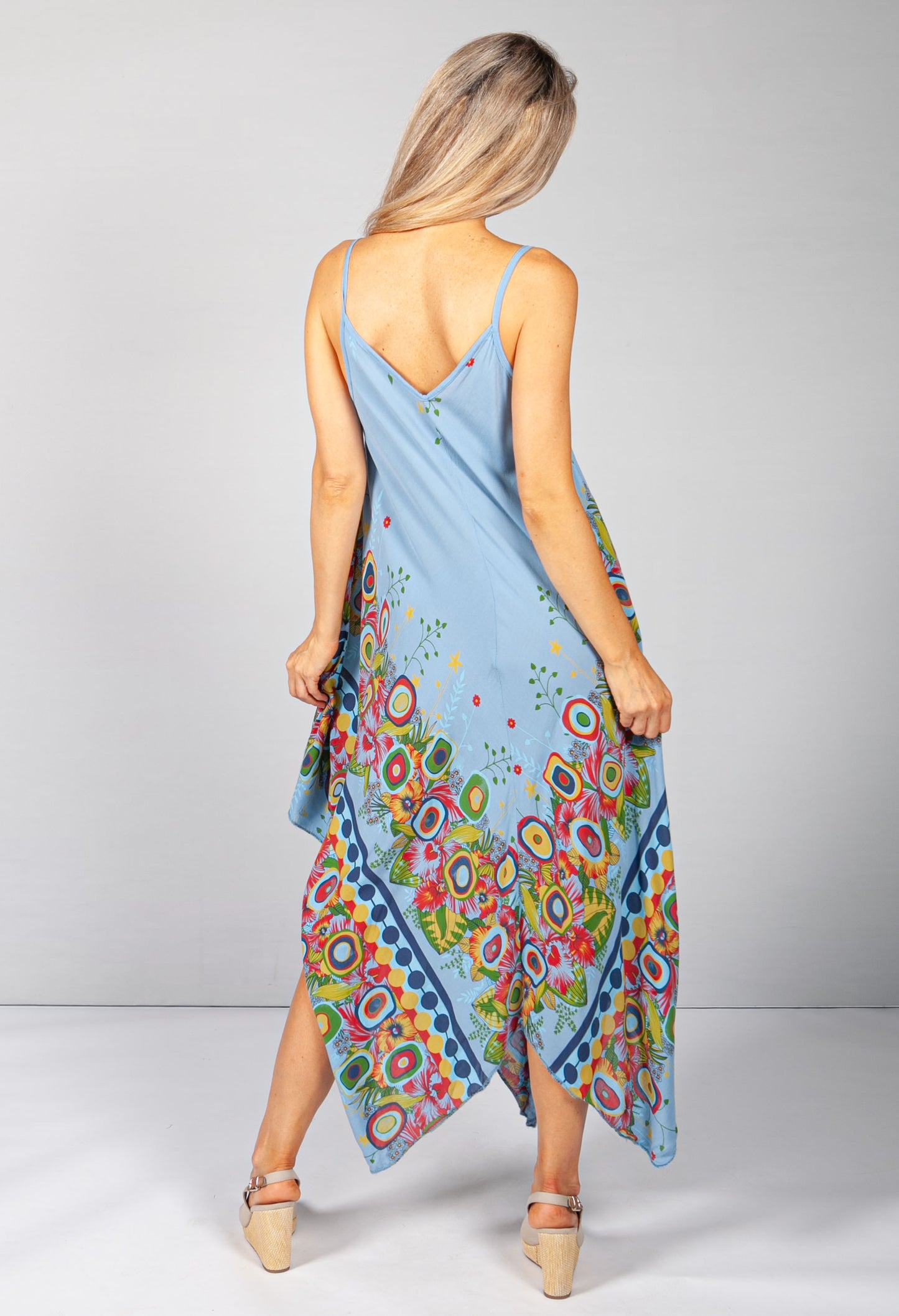 Floral Abstract Print Dress in Blue