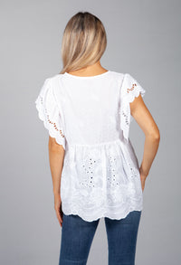 White Embroidered Peasant Blouse