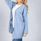 Long Hoodie-Style Cardigan in Blue