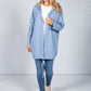 Long Hoodie-Style Cardigan in Blue