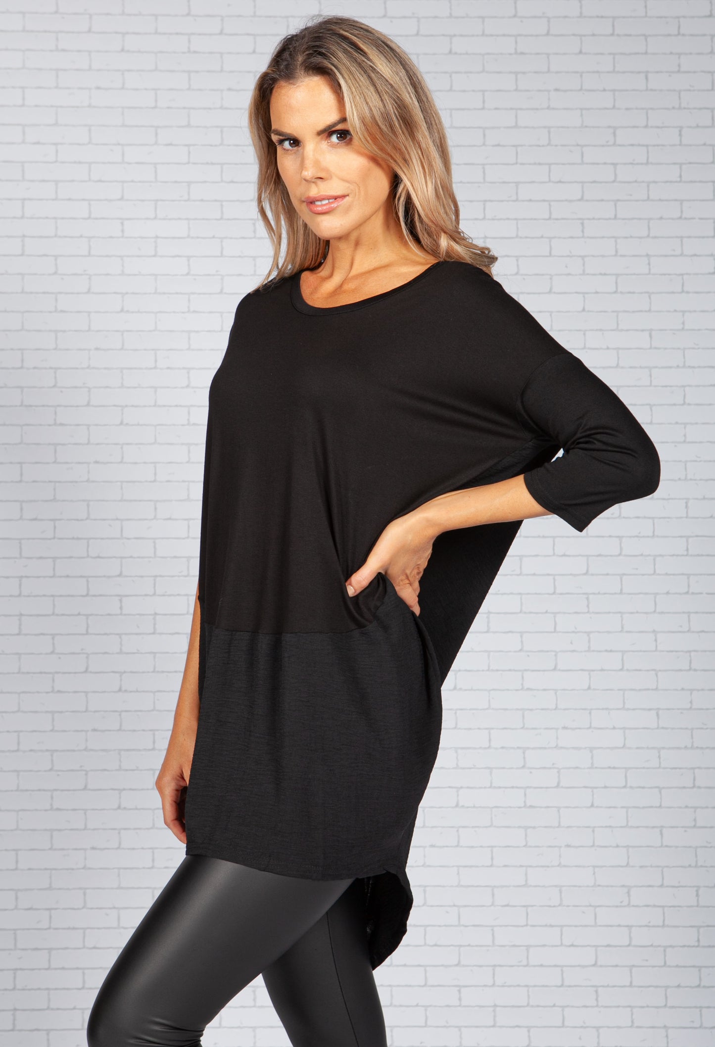 Black High-Low Hem Tunic