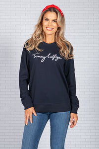 GRAPHIC CREW NECK SWEATSHIRT IN NAVY