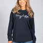 GRAPHIC CREW NECK SWEATSHIRT IN NAVY