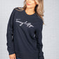 GRAPHIC CREW NECK SWEATSHIRT IN NAVY