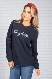 GRAPHIC CREW NECK SWEATSHIRT IN NAVY