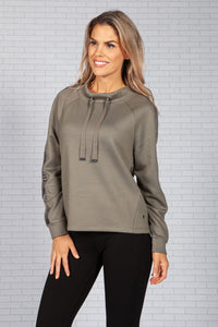 SWEATSHIRT WITH STAND-UP COLLAR AND RHINESTONES