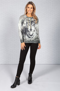 Wolf Sweater with Rhinestones