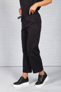 Black Scuba Tie Waist Trousers