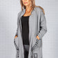 Logo Strapped Pocket Zip Up Cardi in Light Grey