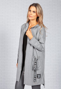 Logo Strapped Pocket Zip Up Cardi in Light Grey