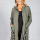 Logo Strapped Pocket Zip Up Cardi in Khaki