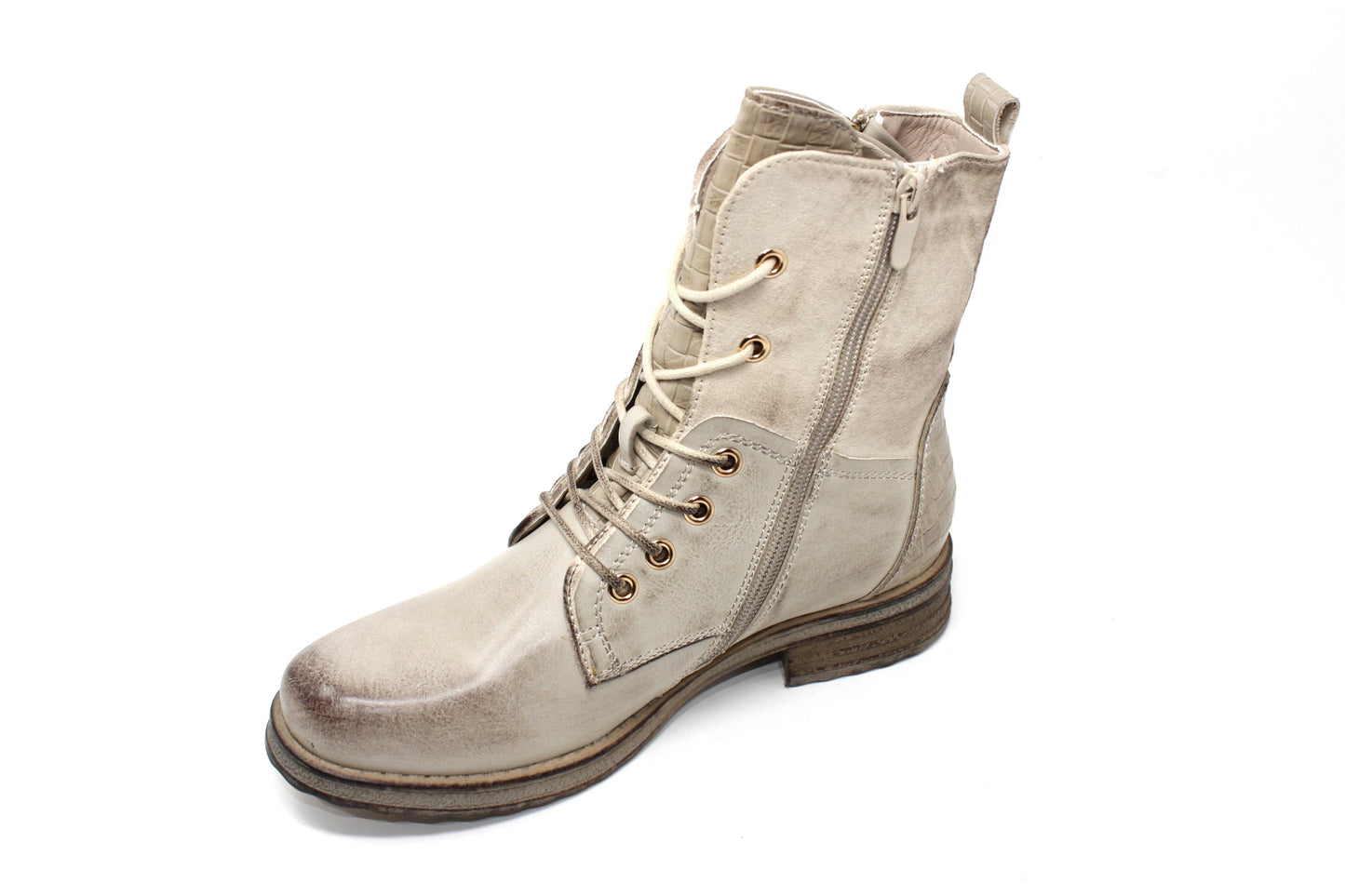 Beige Laced Ankle Boot