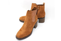 Camel Block-Heel Ankle Boot