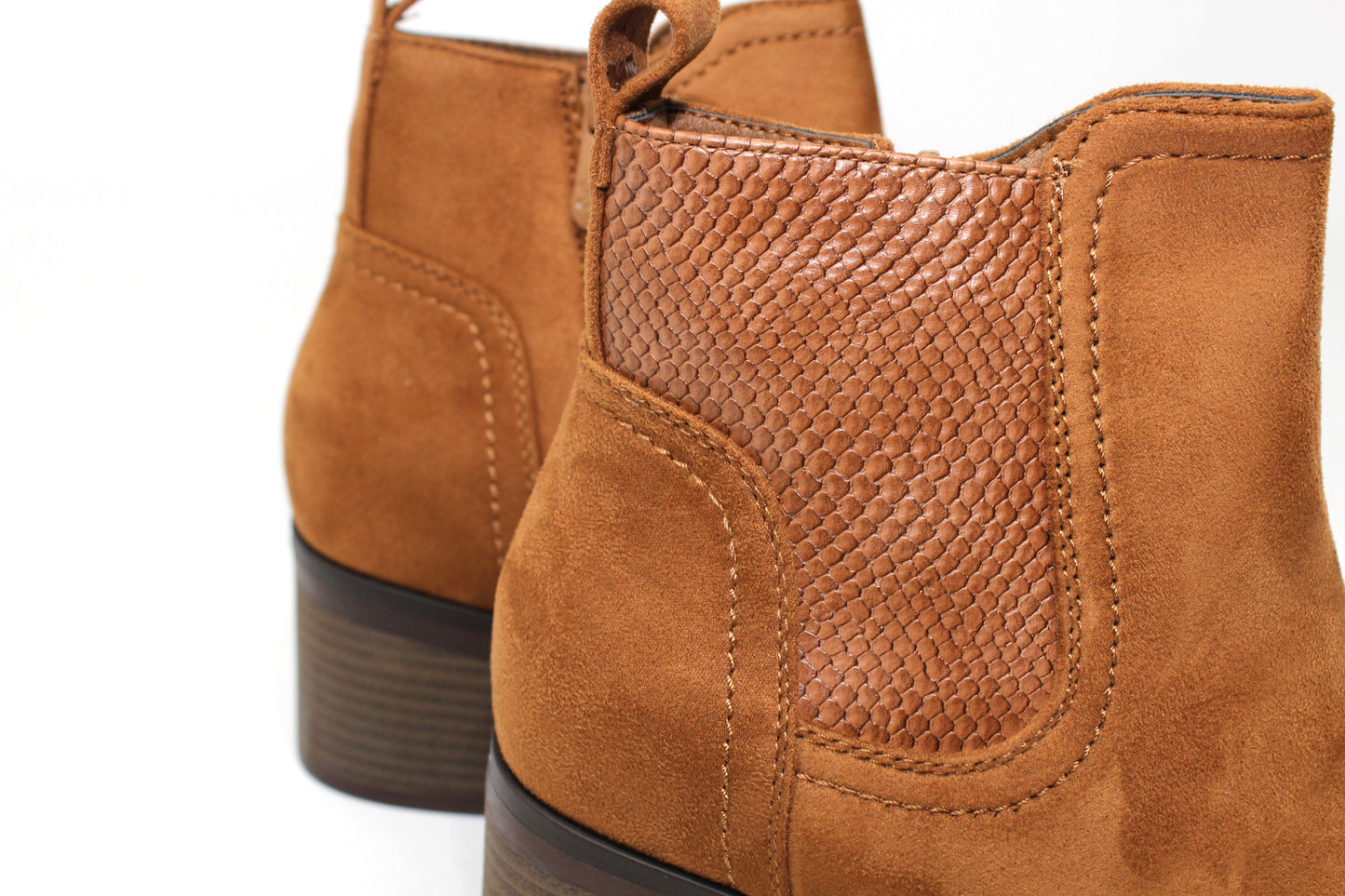 Camel Block-Heel Ankle Boot