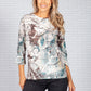 Chocolate and Teal Abstract Print Top