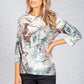 Chocolate and Teal Abstract Print Top