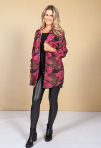 Wine Camo Shirt with Tie Hem