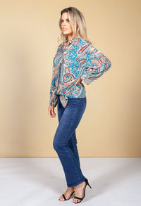 So 70's Print Shirt in Rich Teal