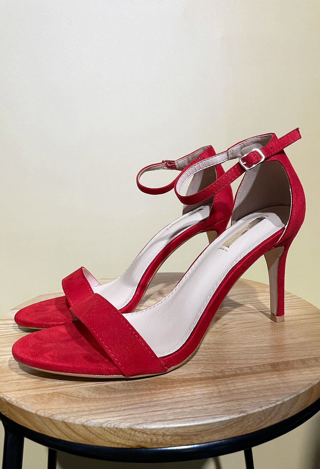 Red BARELY THERE SUEDETTE SANDALS