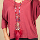 Dream Catcher Pendant Necklace in Burgundy