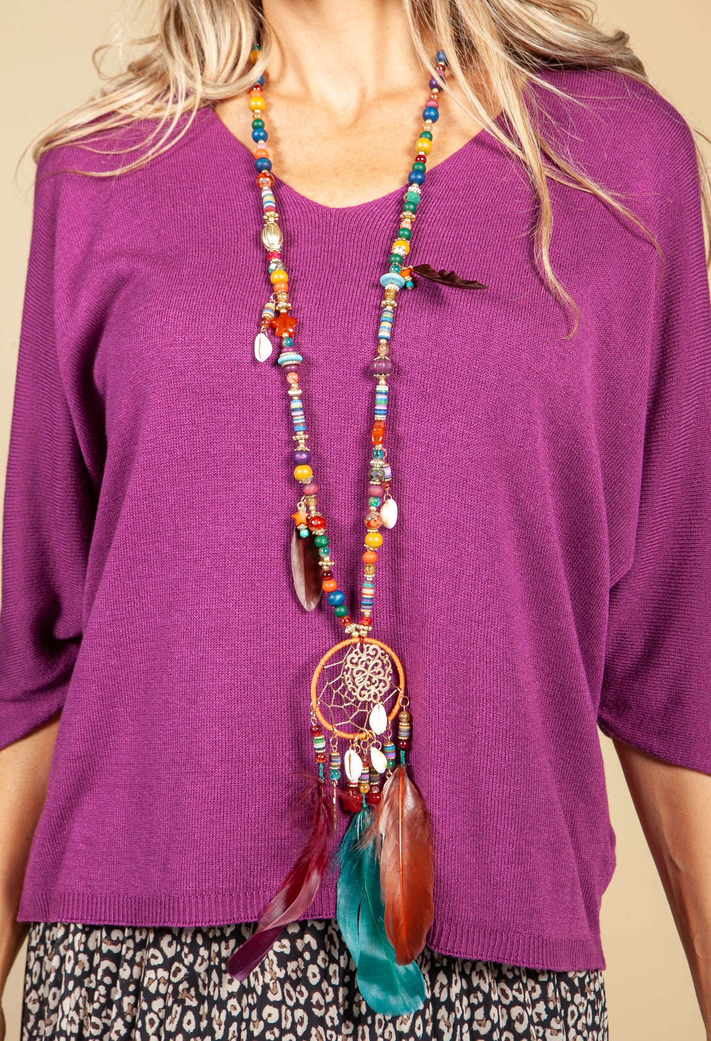 Dream Catcher Pendant Necklace in Multi