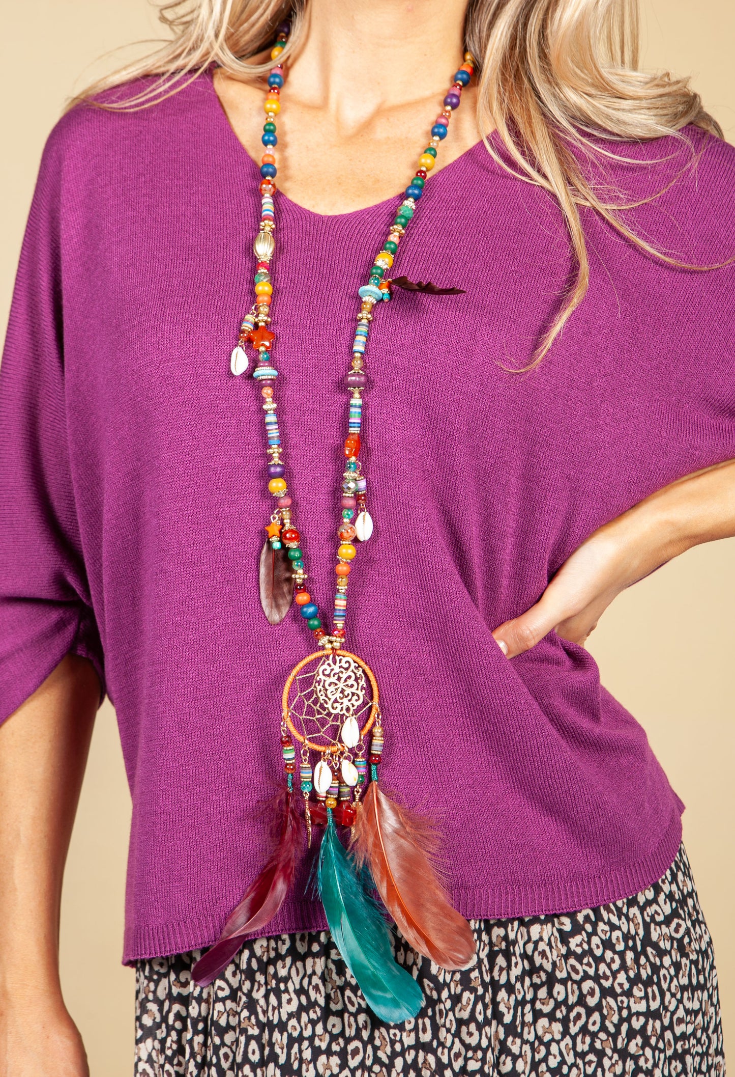 Dream Catcher Pendant Necklace in Multi