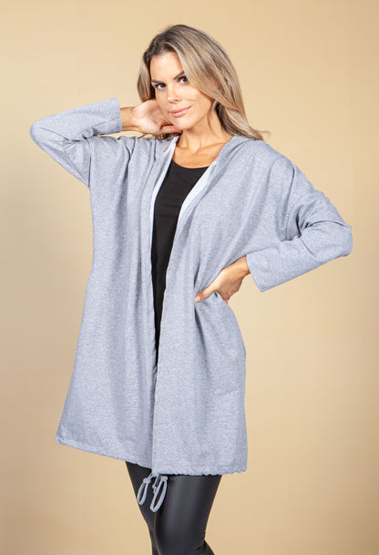 OVERSIZED SLOUCH OPEN HOODIE IN GREY