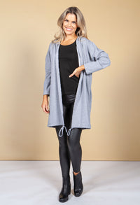 OVERSIZED SLOUCH OPEN HOODIE IN GREY