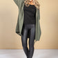 OVERSIZED SLOUCH OPEN HOODIE IN KHAKI