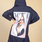 OVERSIZED SLOUCH OPEN HOODIE IN NAVY